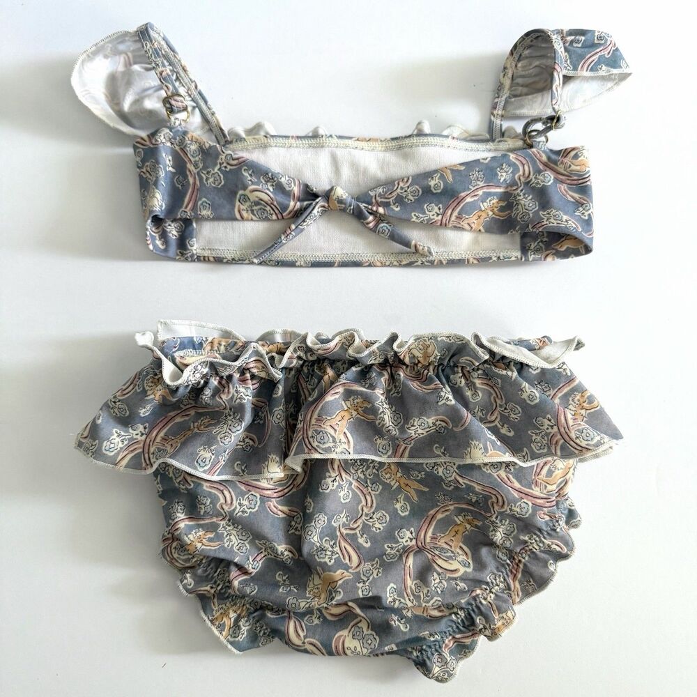 Montce Mini Cabana Bikini 3T Girls Paisley Ruffle 2 Piece Swim Set - Picture 4 of 5